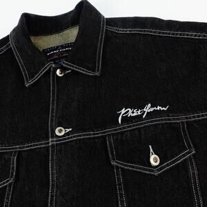 Pat Farm 2 Tone Denium Jacket Black Y2K Hiphop Street Wear 4XL